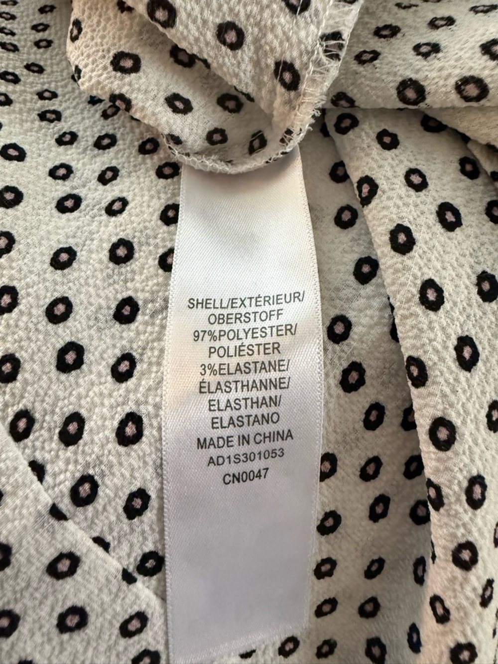 Adrianna Papell Black Dot Print Blouse on Ivory - Picture 6 of 6